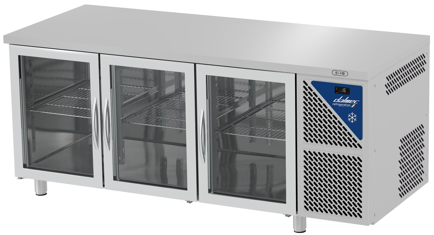 Tabe réfrigérée vitrée positive 0/+10°C - 350 L - 3 portes - Prof. 600 - 430 x 325 - SN603CV-3 - Dalmec