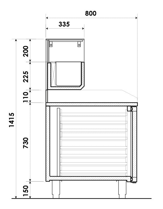 Table à pizza positive +2/+8°C - 2 portes + 7 tiroirs à patons - 427 litres - Dessus granit - Prof. 800 mm - PZ2610TN - Nosem