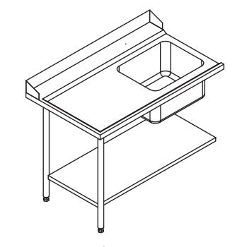 Table de prélavage pour machines à paniers 500 x 500 ou 600 x 500 - 80205
