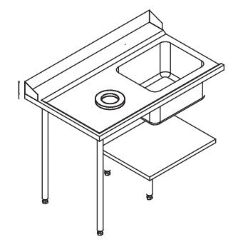 Table de prélavage pour machines à paniers 500 x 500 ou 600 x 500 - 80207
