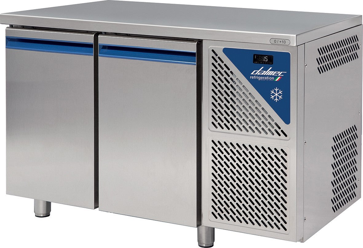 Table réfrigérée négative sans dosseret -18/-22°C - 396 L - 2 portes pleines - Avec groupe logé - TP802NC-3 - Dalmec