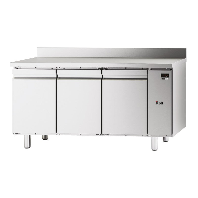 Table réfrigérée pâtissière négative -20/-10°C avec dosseret - 3 portes - Sans groupe - 457 L - TPA83NSG - NEOS - ILSA