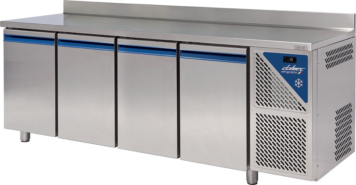 Table réfrigérée positive 0/+10°C - 816 L - 4 portes pleines - Prof. 800 - 600 x 400 - Avec dosseret - TP804-3 - Dalmec