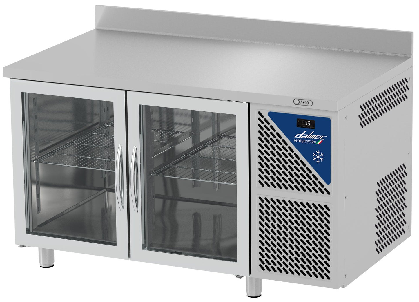 Table réfrigérée vitrée positive - Sans groupe - 230 L - 2 portes - Prof. 600 - 430 x 325 - Avec dosseret - SN602SGV-3 - Dalmec