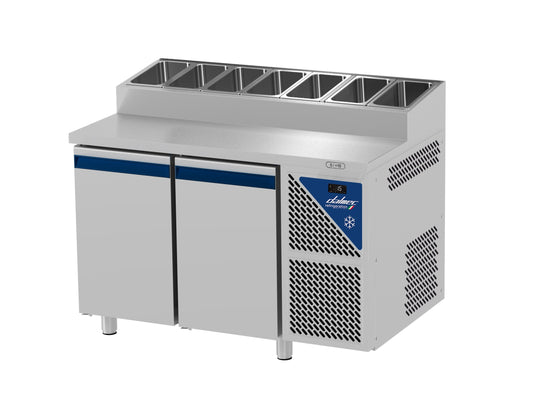 Table snack positive +4/+10°C - Sans couvercle - 2 portes pleines - Prof. 800 - 600 x 400 - PS802-3 - Dalmec