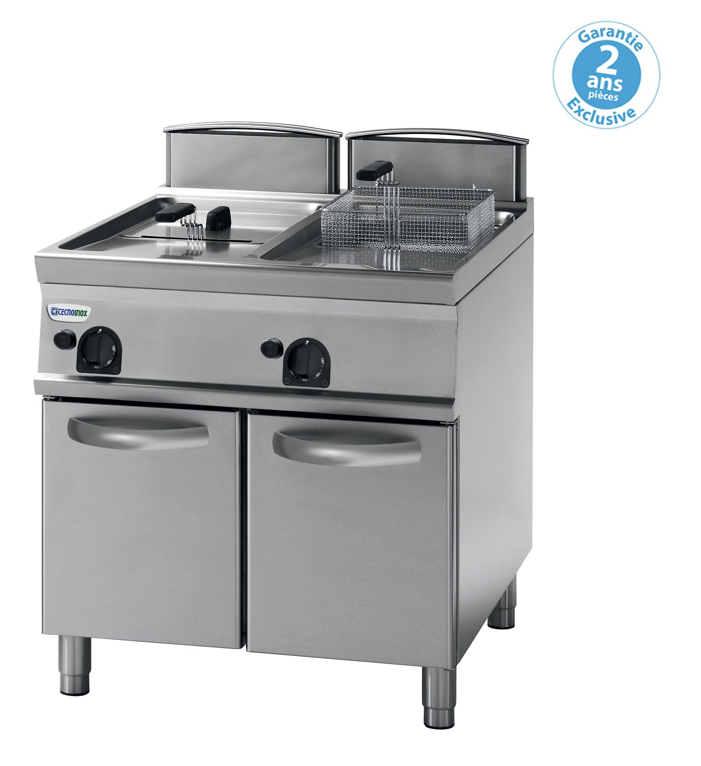 Tecnoinox - Friteuse sur coffre gaz avec tuyères traversant la cuve - 2 x 17 litres - Gamme 900 - Modules 400 - FR87FG9T