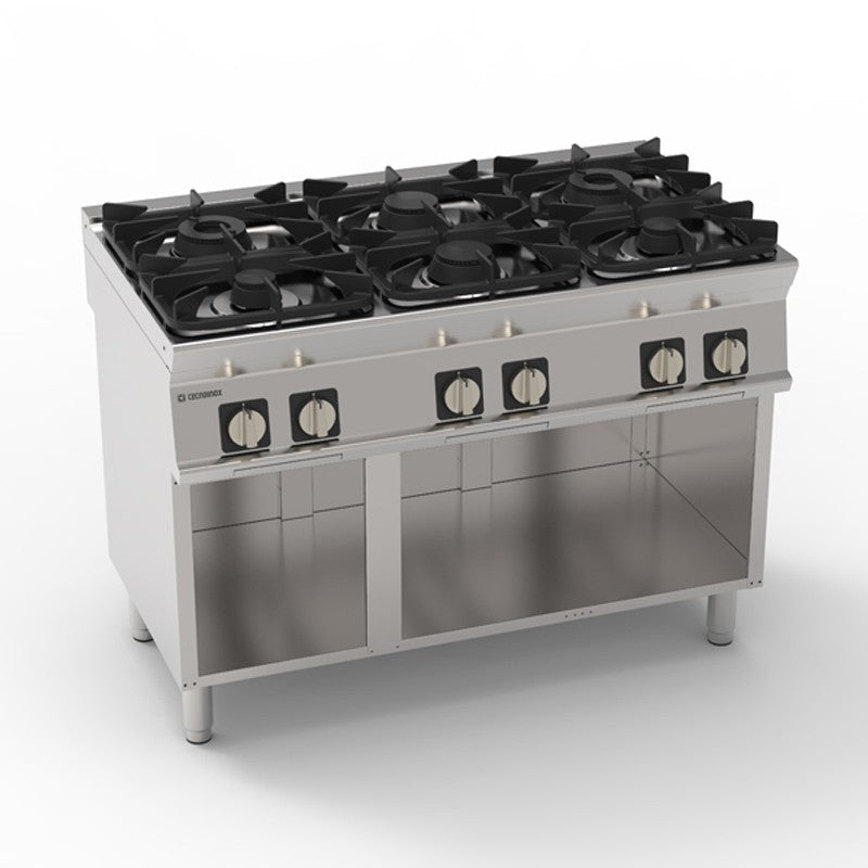 Tecnoinox - Plaque de cuisson - Top 6 feux vifs gaz sur placard ouvert - Gamme 700 - PCG12FG7