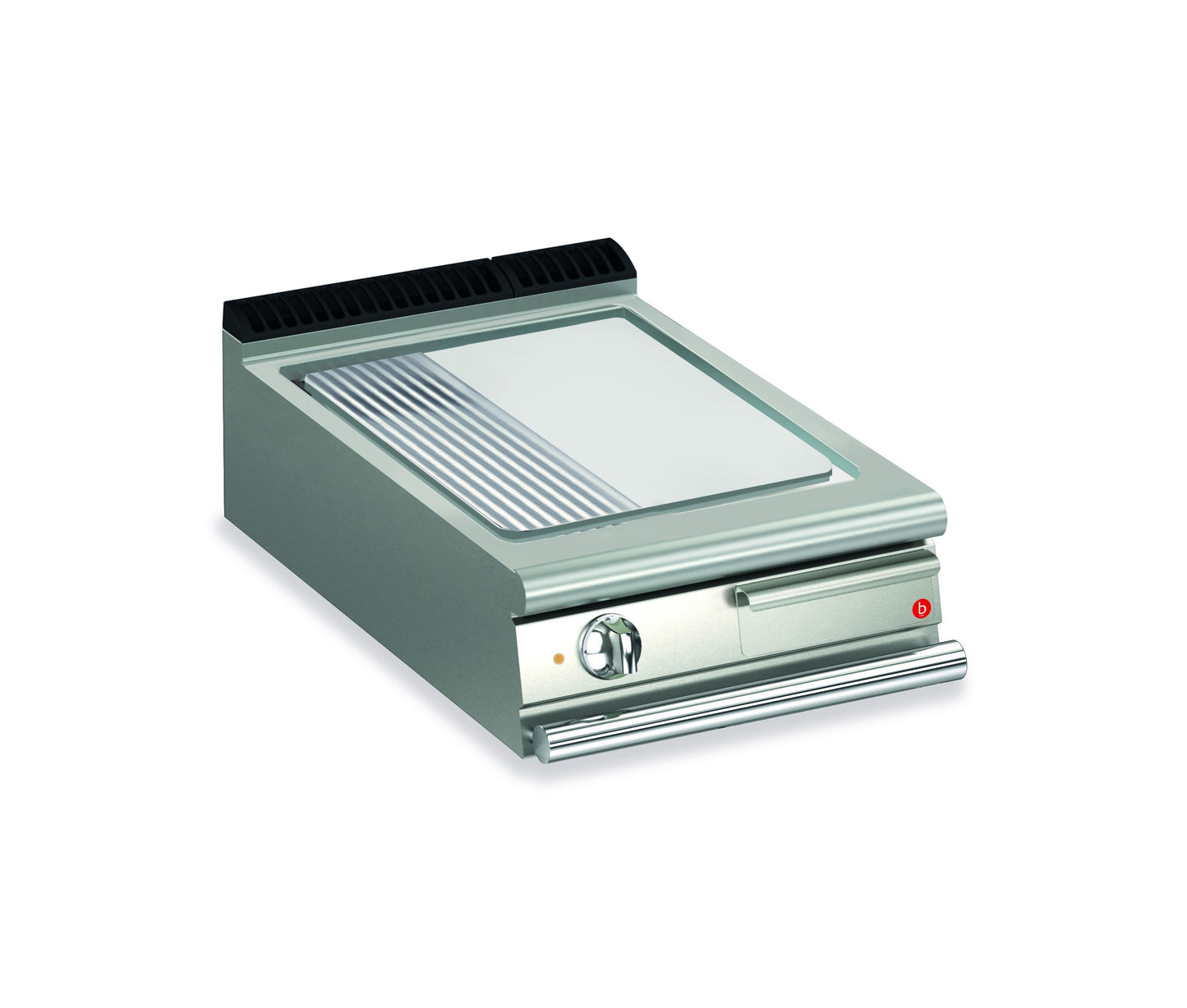 Top plancha électrique - Plaque 1/3 rainurée 37,3 dm² - AISI 430 - Larg. 600 mm - 505 x 490 - 70QSFTE623 - Baron