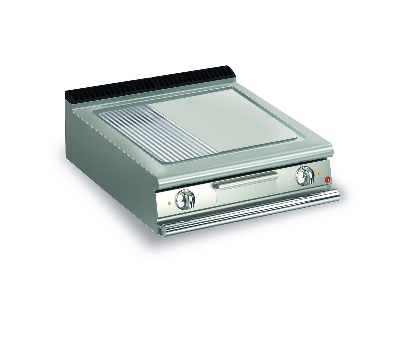 Top plancha électrique - Plaque 1/3 rainurée 37,3 dm² - Chrome dur - Larg. 800 mm - 705 x 490 - 70QSFTE825 - Baron