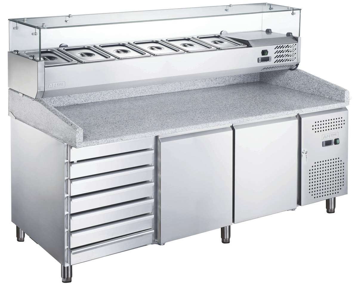 MEUBLES PIZZAS RÉFRIGÉRÉS Série Afistar 2 portes avec vitrine