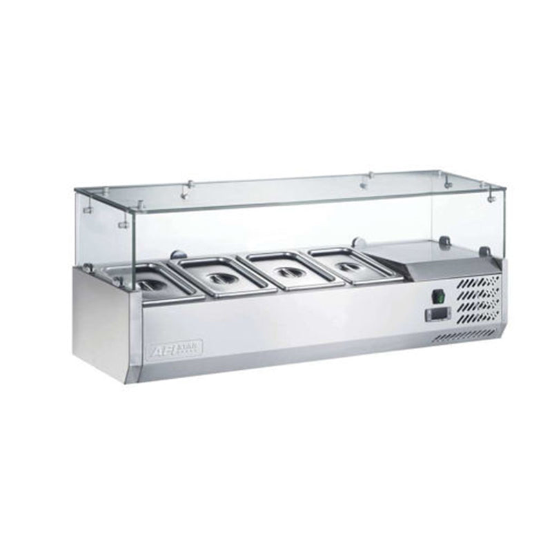 VITRINE RÉFRIGÉRÉE À POSER - 4 BACS GN 1/3 - PROF 395 MM