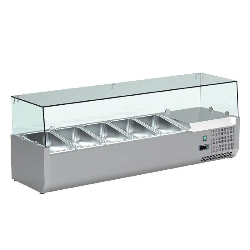 Vitrine réfrigérée positive +2/+8°C pour table à pizza - 5 bacs GN 1/4 - VRX120 - Nosem