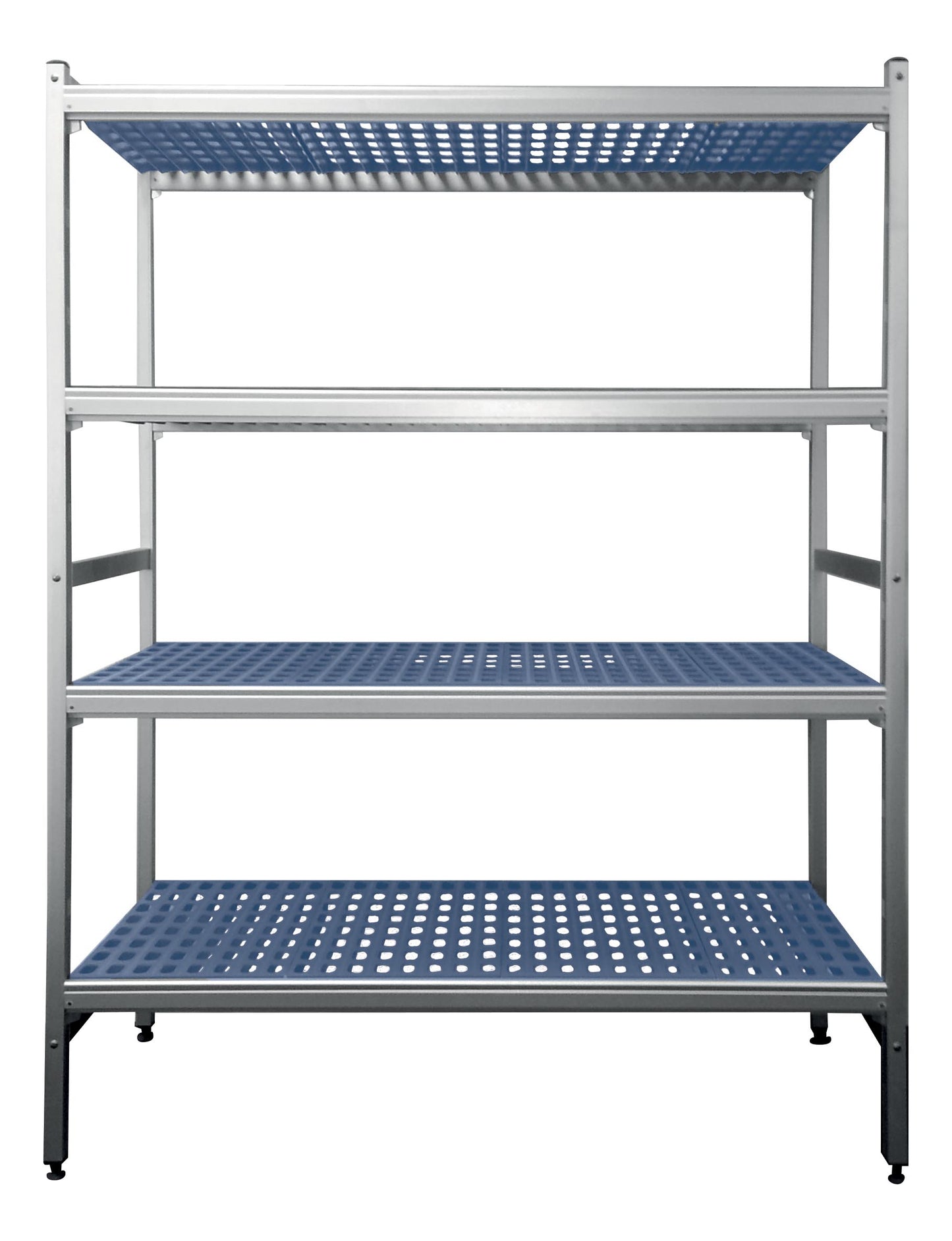 RAYONNAGE ALUMINIUM ECO 4 NIVEAUX, CLAYETTES - POLYPROPYLENE