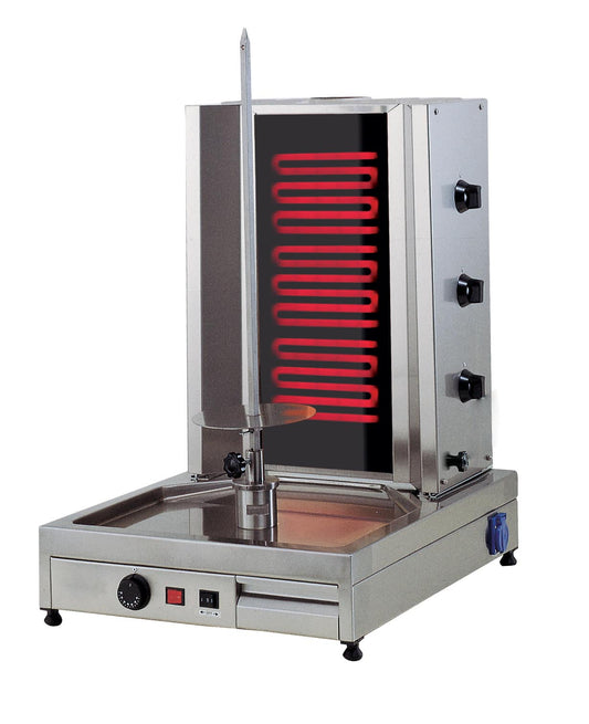 MACHINE A KEBAB ELECTRIQUE, 3 RADIANS INDEPENDANTS - MOTEUR EN PARTIE INFERIEURE, CAP.40 KG DE VIANDE