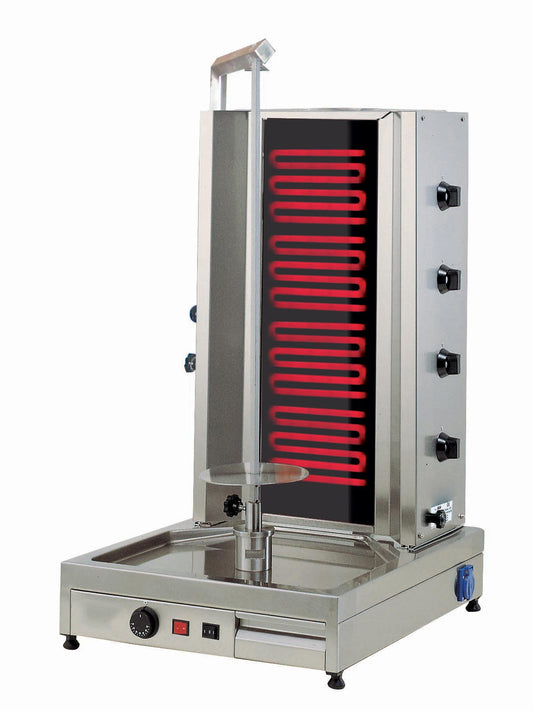 MACHINE A KEBAB ELECTRIQUE, 4 RADIANS INDEPENDANTS - MOTEUR EN PARTIE INFERIEURE, CAP.80 KG DE VIANDE