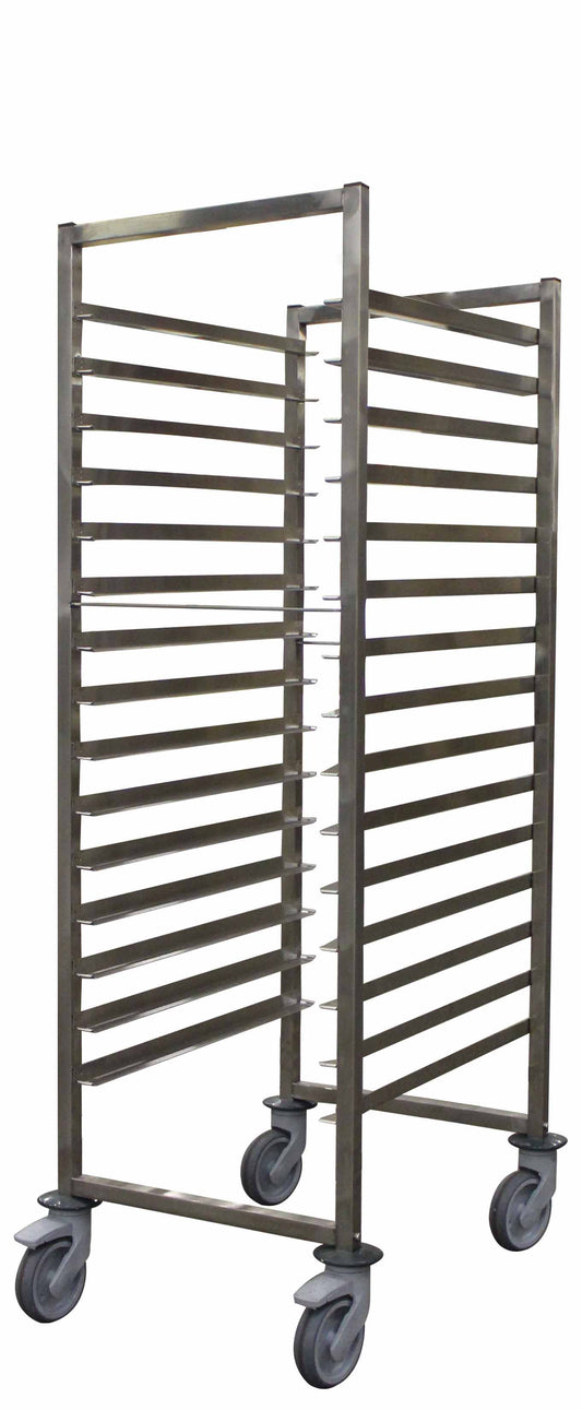 ECHELLE SOUDEE INOX A GLISSIERES GN1/1 - ENTREE 325-15 NIV., CHAPE INOX AVEC FREINS