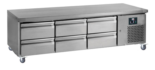 SOUBASSEMENT REFRIGERE -2/+8°C,  - 3X2 TIROIRS POUR BAC GASTRO GN1/1