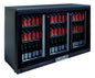 MEUBLE ARRIERE DE BAR, SKIN PLATE 0/+8°C,  - 3 PORTES COULISSANTES VITREES, 6 CLAYETTES