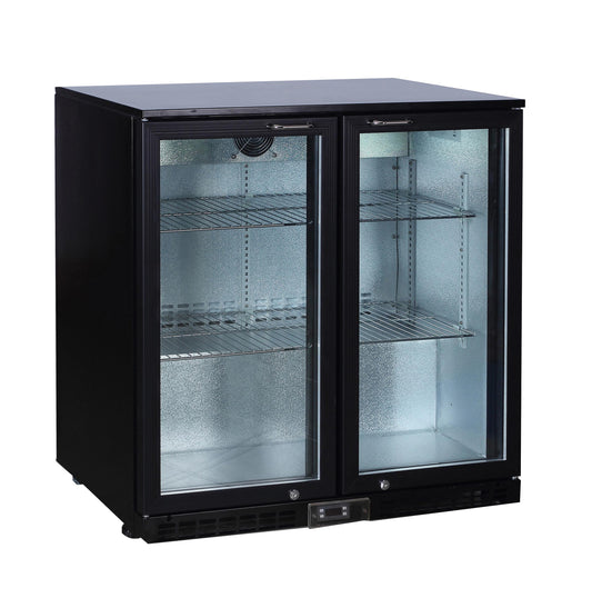 MEUBLE ARRIERE DE BAR, SKIN PLATE 0/+8°C,  - 2 PORTES BATTANTES VITREES, 4 CLAYETTES