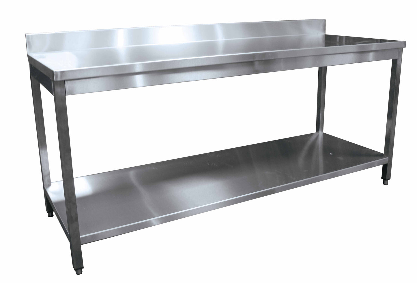 TABLE DEMONTABLE ADOSSEE  -  AVEC ETAGERE, PIEDS CARRES, VERINS INOX