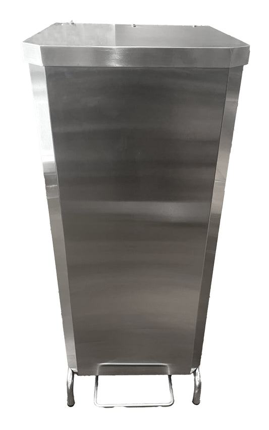 PORTE-SACS MOBILE CARENE INOX A OUVERTURE FRONTALE - AVEC OUVERTURE COUVERCLE AMORTIE