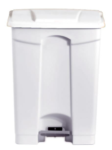 POUBELLE BLANCHE POLYPROPYLENE 90L - ROULANTE, COUVERCLE BLANC