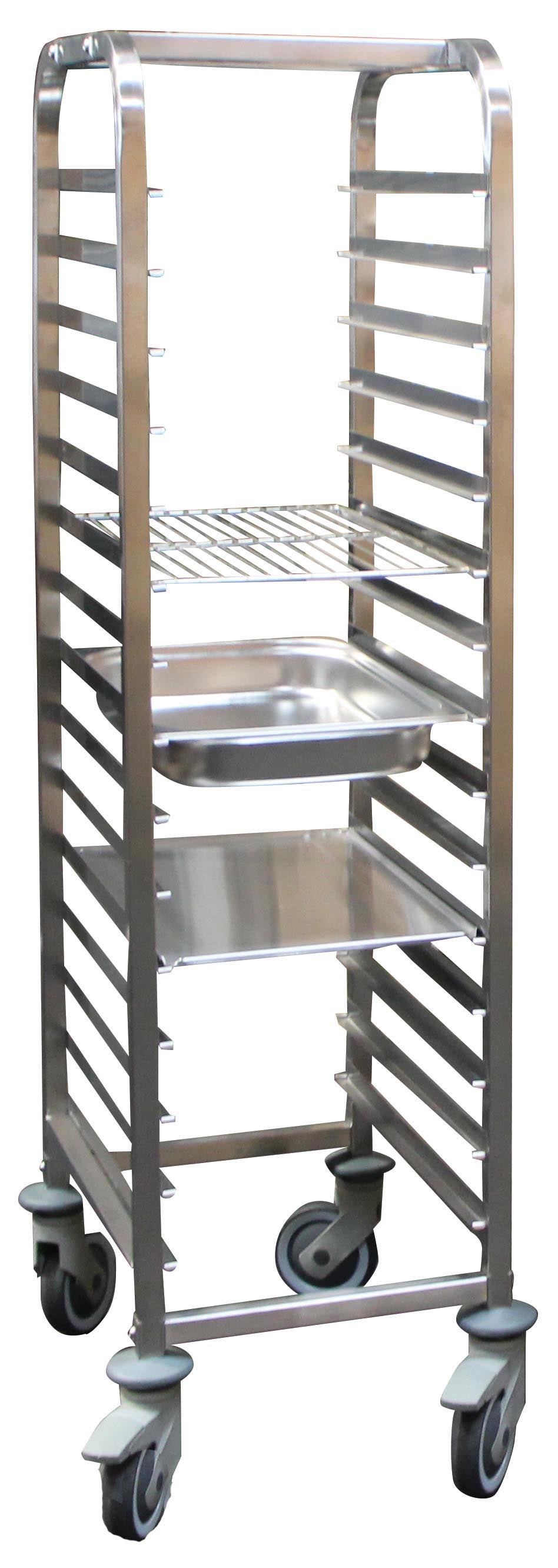 ECHELLE DEMONTABLE INOX GN2/1, 15 NIVEAUX - AVEC BUTEES, ENTREE 530 MM, CHAPE POLY DONT 2AF