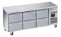 DESSERTE REFRIGEREE INOX CENTRALE -2/+8°C  - 3X2 TIROIRS, SUR ROULETTES Ø 100MM