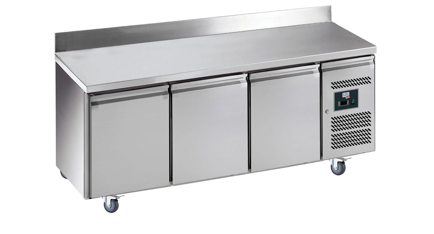 DESSERTE REFRIGEREE INOX DOSSERET 100X20MM -2/+8°C -  3 P. GN1/1, SUR ROULETTES Ø 100 M