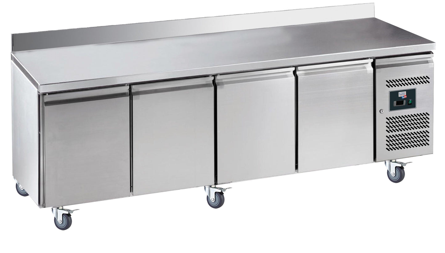 DESSERTE REFRIGEREE INOX DOSSERET 100X20MM -2/+8°C -  4 P. GN1/1,  SUR ROULETTES Ø 100 M