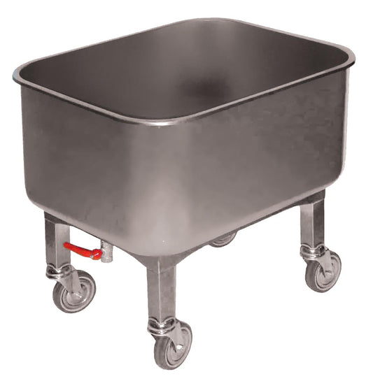 CUVE ROULANTE INOX 304, 80L, ROBINET DE VIDANGE - ROUES CHAPE ZINGUEES