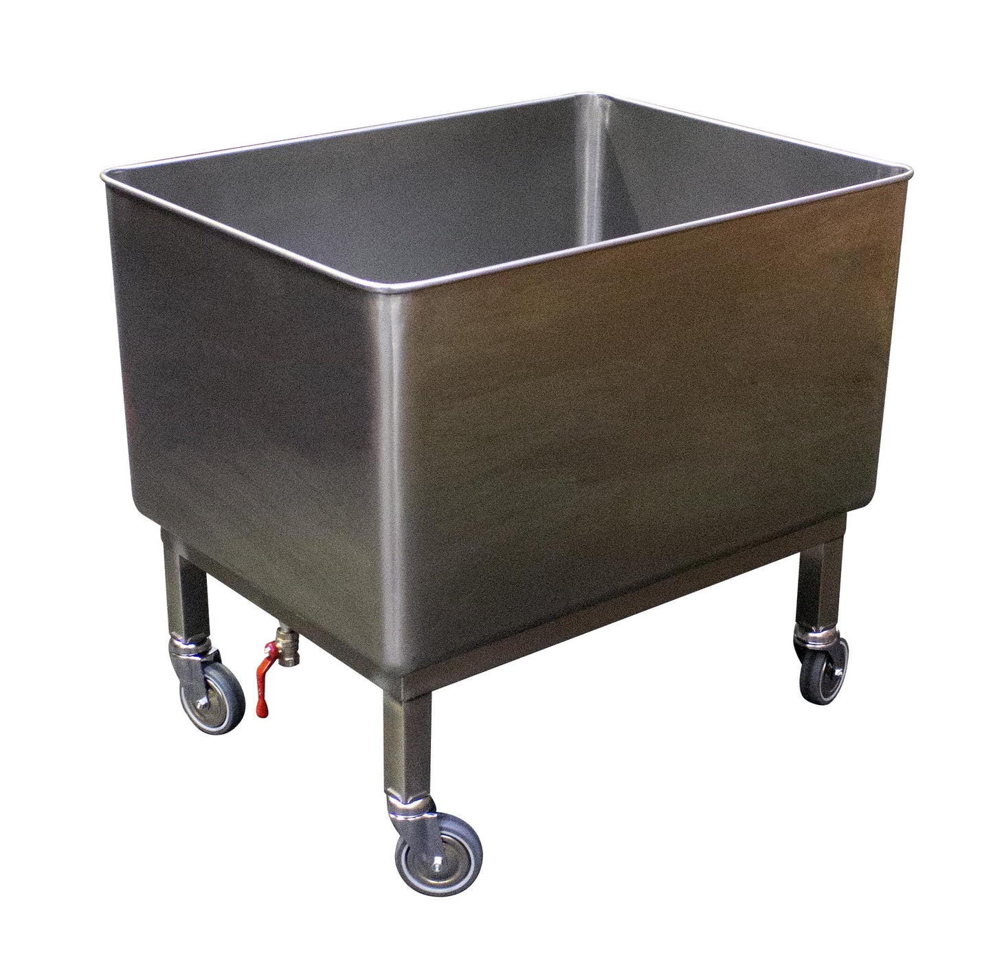 CUVE ROULANTE INOX 304, ROBINET DE VIDANGE - 200L, ROUES CHAPE ZINGUEE