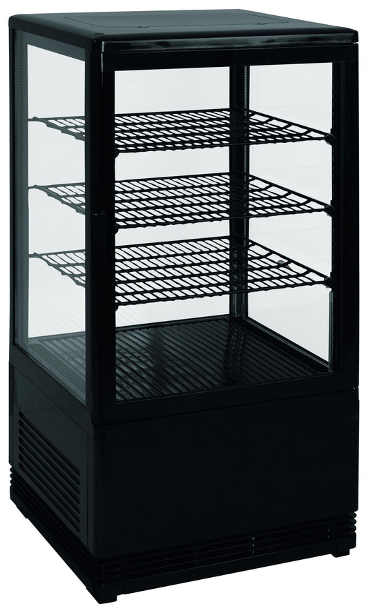 VITRINE REFRIGEREE NOIRE 68 LITRES 0°C/+12°C - 3 GRILLES, AVEC ECLAIRAGE
