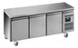 DESSERTE REFRIGEREE INOX CENTRALE -2/+8°C  - DESSUS INOX, 3 P. 600X400MM, SUR ROULETTES Ø 100MM