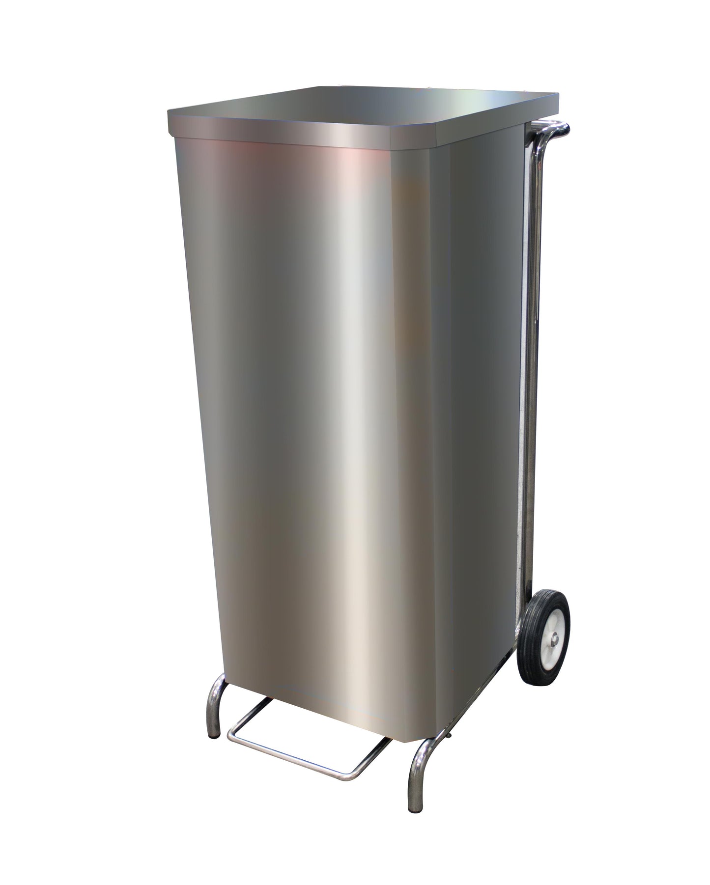 PORTE-SACS MOBILE CARENE INOX A OUVERTURE FRONTALE - POUR SACS DE 100-130L, 2 ROUES D.150 MM