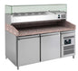 MEUBLE PIZZAS, 2 P. 600X400 MM, +2/+8°C,  - DESSUS GRANIT+VITRINE REFRIGEREE 5GN1/3+1GN1/2