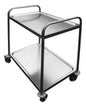 DESSSERTE SOUDEE INOX 304, 2 PLATEAUX 4 ROUES - PIVOTANTES DONT 2 A FREINS CHAPE POLY