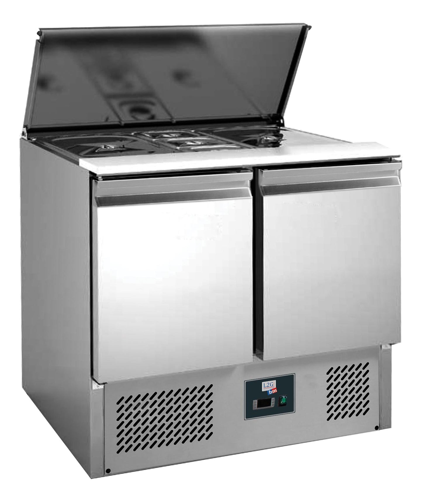 SALADETTE INOX COUVERCLE TELESCOPIQUE +2/+8°C - GAZ R600A, 2 PORTES GN1/1, CAPACITE 2GN1/1+2GN1/4