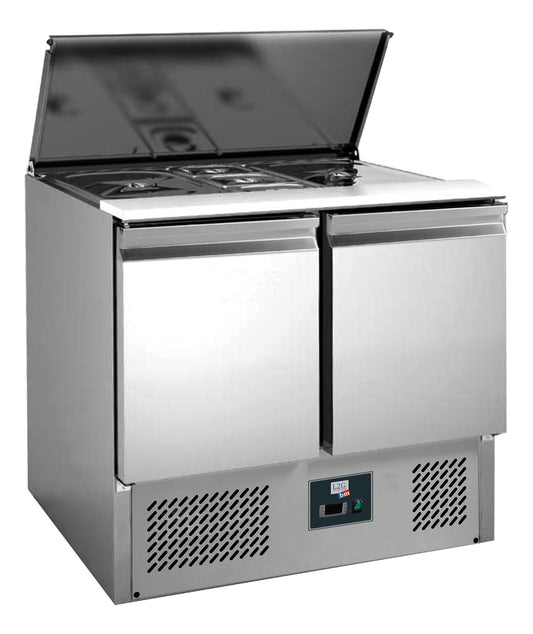 SALADETTE INOX COUVERCLE TELESCOPIQUE +2/+8°C - GAZ R600A, 2 PORTES GN1/1, CAPACITE 2GN1/1+2GN1/4