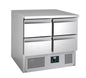 SALADETTE REFRIGEREE CENTRALE, 0/+10°C, GAZ R600A - DESSUS INOX FIXE, 4 TIROIRS GN1/1