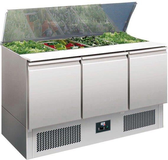 SALADETTE REFRIGEREE INOX COUVERCLE TELESCOPIQUE - +2/+8°C, GAZ R290, 3 P. GN1/1, CAPACITE 4GN1/1