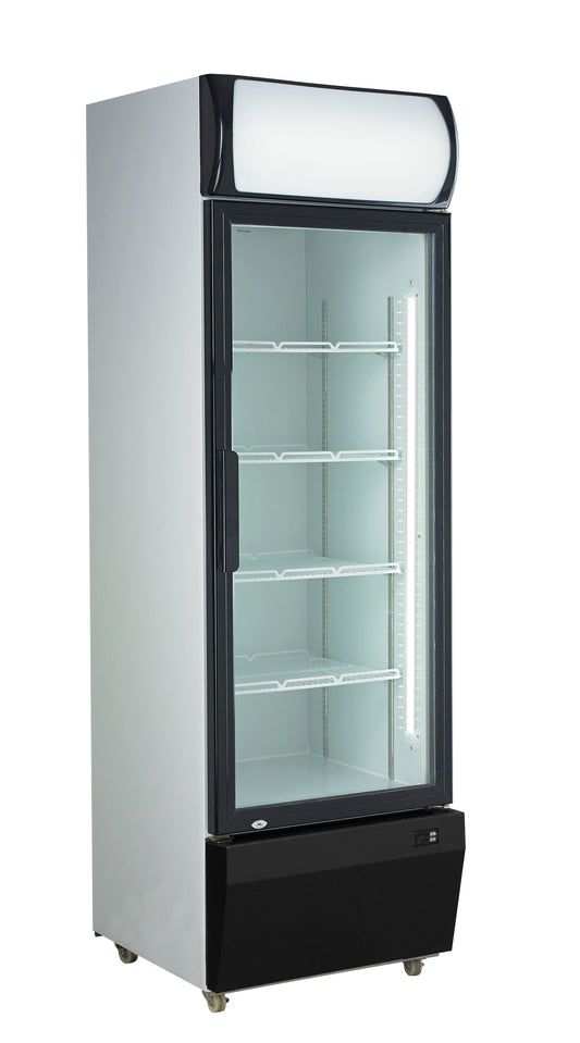 VITRINE A BOISSONS, +1/+10°C, - 1 PORTE BATTANTE VITREE, AVEC CLE, 4 ETAGERES