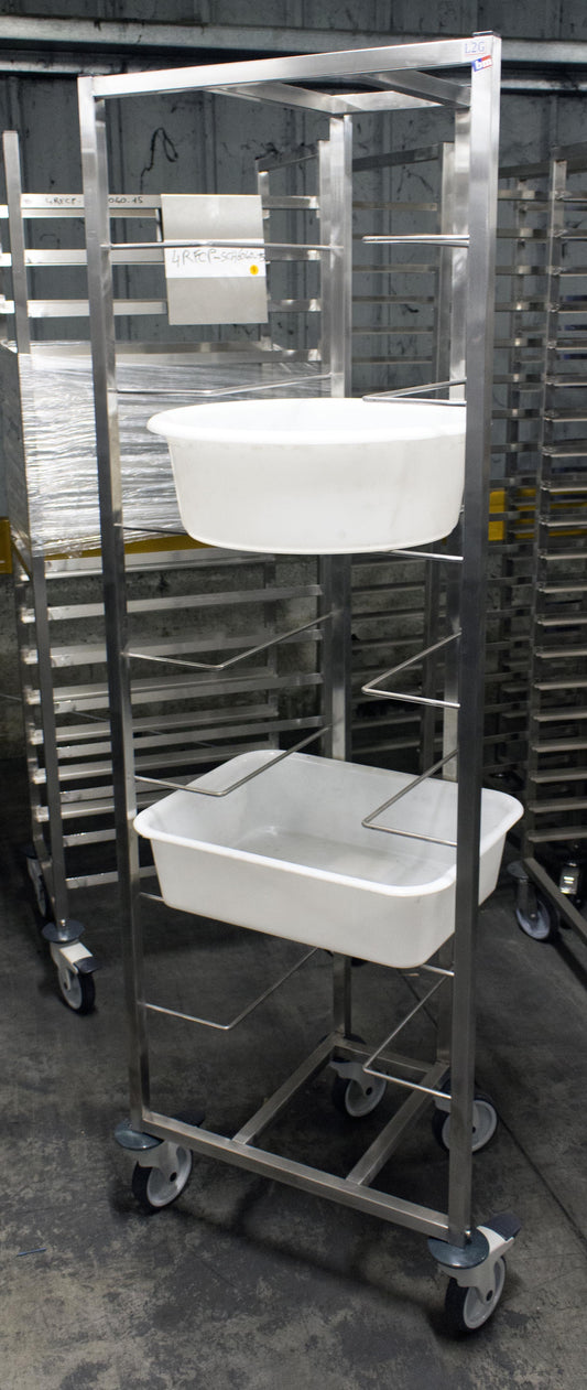 ECHELLE INOX SOUDEE POUR 8 BACS DE DIVISEUSE - CHAPE POLY, DONT 2 AVEC FREINS