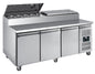 TABLE A SANDWICHES REFRIGEREE +2/+8°C - GAZ R290, DESSUS INOX, 3 PORTES 400X600 MM