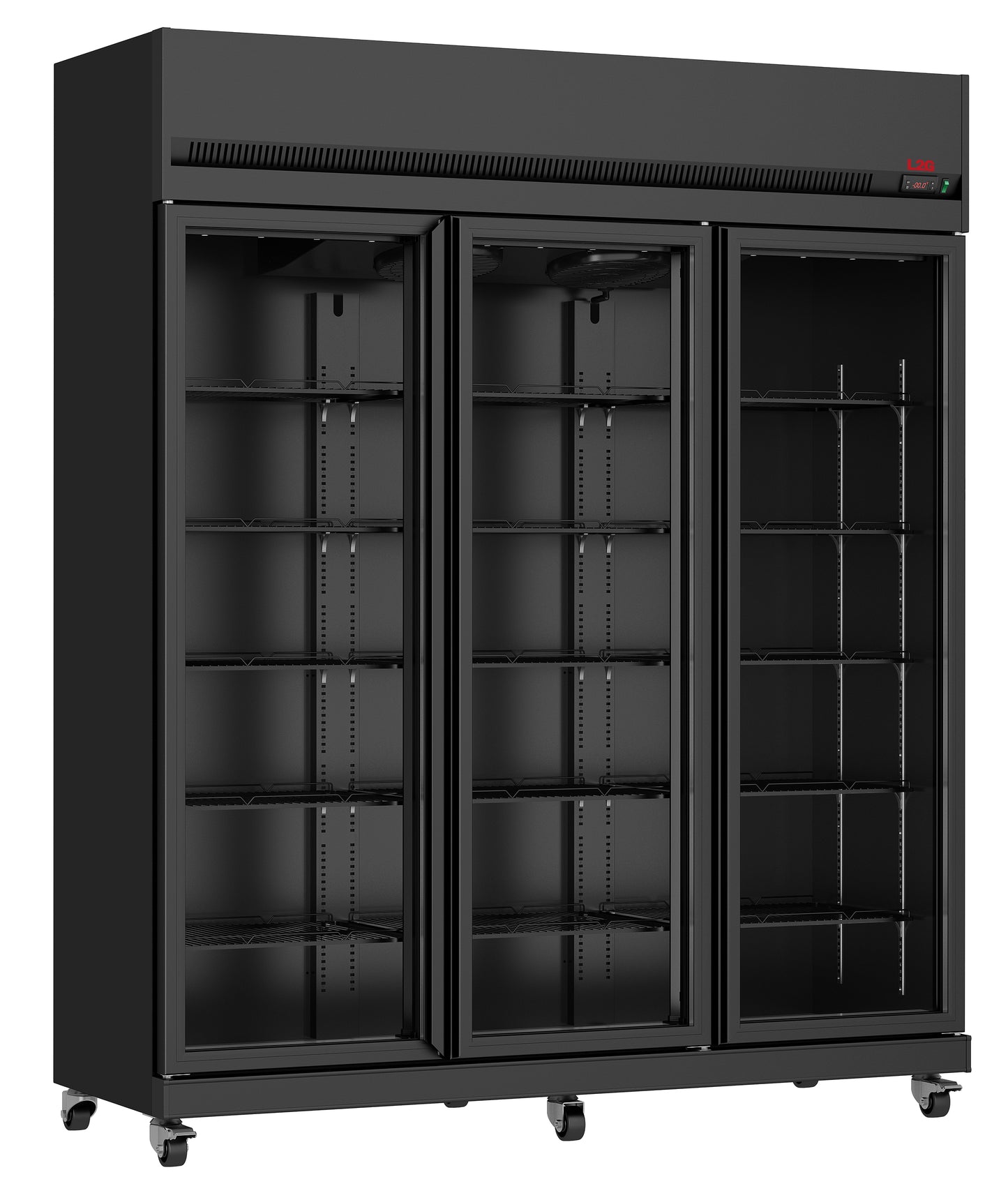 VITRINE REFRIGEREE, 1/10°C A 32°C 65%RH, GROUPE  - LOGE SUR LE DESSUS, 3 PORTES VITREES, CARROSSERIE