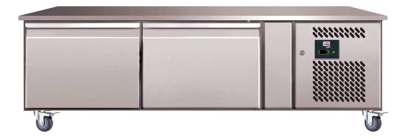 SOUBASSEMENT REFRIGERE -2/+8°C,  - 2 PORTES GN1/1, SUR ROULETTES Ø 100 MM