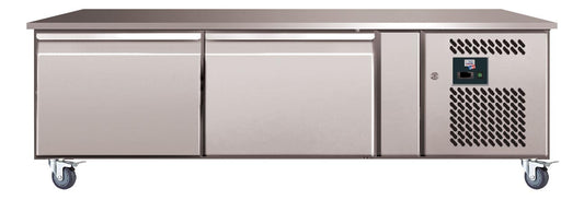 SOUBASSEMENT REFRIGERE -2/+8°C,  - 2 PORTES GN1/1, SUR ROULETTES Ø 100 MM