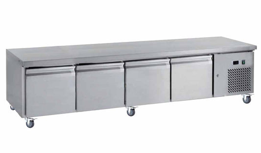 SOUBASSEMENT REFRIGERE, -2/+8°C,  - 4 PORTES GN1/1, SUR ROULETTES Ø 100 MM