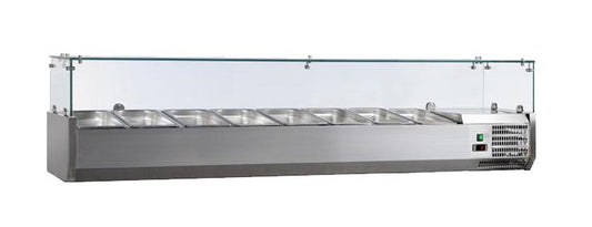 VITRINE A INGREDIENTS INOX, +2/+8°C, GAZ R600A - PARE-HALEINE, 8GN1/3-150 NON COMPRIS