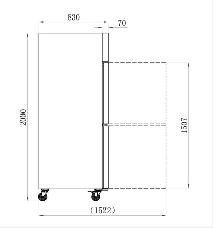 ARMOIRE RÉFRIGÉRÉE INOX GN 2/1 - 1400 L - NÉGATIVE - 4 DEMI PORTES